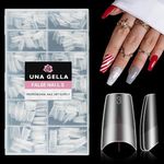 UNA GELLA Medium Coffin Gel Nail Tips Pre-buff Full Matte 504pcs Coffin Gel x Nail Tips Half Cover Acrylic False Fake Nails Easily DIY Nail Art Nail Extension for Starter Pro, 12 Sizes