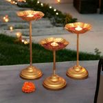 MAXXINN Decorative Urli Bowl Tealight Holder Stand | Set of 3 for Decoration Floating Diya Home Decor Showpiece Diwali and Pooja (Set 3)