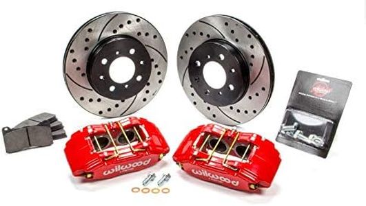 Wilwood Brake System, Forged DPHA, Front, 4 Piston Caliper, 10.320 in Drilled/Slotted Iron Rotor, Offset Hat, Aluminum, Red Anodized, Acura Integra/Honda Civic/Fit 1990-2013, Kit