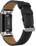 Adepoy Compatible for Fitbit Charge 3/Charge 4 Strap Leather,Classic Genuine Leather Adjustable Replacement Sport Fitness Wristband for Men Women