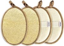 Natural Loofah Sponge Exfoliating(4 Packs),Made with Eco-Friendly and Biodegradable Shower Luffa Sponge, Loofah for Women and Men, Brown