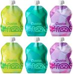 ChooMee Reusable Baby Food Storage Pouches, 8 oz | Ideal for Baby Food, Smoothies and Purees | Secure Double Lock Zipper, Wide Bottom, BPA Free | SnakPack TropiColor 6 CT