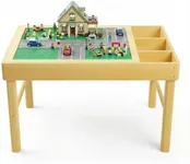Lego Table with Storage for Kids, Wooden 3-in-1 Flip Top Activity Center, Includes Chess Set & Building Baseplates, Easy Assembly, Gift for Boys Girls Ages 3+