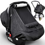 Waterproof Baby Car Seat Cover，YVMVDV Patented Cold Weather Carseat Cover for Babies,Infant Car Seat Cover Canopy for Boy Girls,Windproof Car Seat Canopy, Keeps Babies Warm and Cozy Black