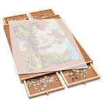 Gamenote 1500 Pieces Jigsaw Puzzle Table with Puzzle Cover, Portable Large Puzzle Board with Drawers for Puzzle Storage, Wooden Smooth Plateau Work Surface for Kids Family Game