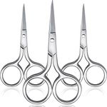 3 Pack Small Nose Scissors Facial Hair Scissors Mini Beauty Scissors Stainless Steel Trimming Pointed Scissor for Grooming Eyebrows, Nose, Mustache, Beard