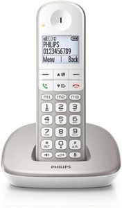 Philips XL4901S/23 - Teléfono Fijo Inalámbrico, Pantalla 1,9'', Altavoz Integrado, Manos Libres, Identificador de Llamadas, Teclado Retroiluminado, Marcación Directa - Blanco (Compatible: ES, IT)