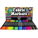 Fabric Markers for Baby Clothes Canvas Fabric Upholstery T Shirts Shoe Clothing Paint Fabric Pens for Clothes, Fabric Markers Permanent No Bleed Coloring Dye Pens 26 Pcs for Artists and Kids