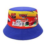 VRITRAZ Polyester Printed Breathable Kids Bucket Hat For Boys And Girls, Summer Sun Protection (3 To 10 Years, Blue)