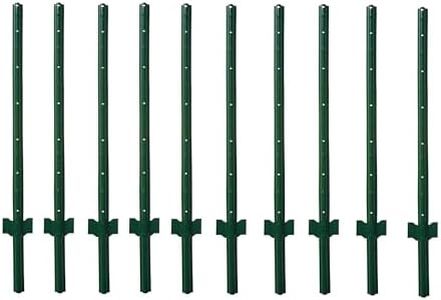 Metal Fence Post Fence U Post Green 4 Feet, Pack of 10, for Garden Wire Fence U-Channel Steel Garden Post Sign Pos