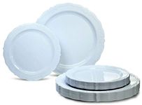 " OCCASIONS " 50 Plates Pack (25 Guests)-Vintage Wedding Party Disposable Plastic Plate Set -25 x 10'' Dinner + 25 x 7.5'' Salad/Dessert plates (Verona in Blue)