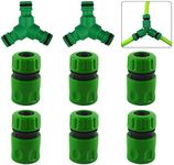 Kungfu Mall Quick Connector Kits, 2 PCS Snap On Hose Splitter (3 Way) 1/2" & 6 PCS Hose End Quick Connector Fitting 1/2" Hose Pipe