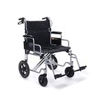 Graham Field EJ777-3 Aluminum 24 Inch Durable Foldable Bariatric Transportation Wheelchair with Padded Armrests, Footrest, and Wheel Locks, Black