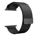 WeCool Compatible iwatch strap 42mm / 44mm / 45mm, Stainless Steel with Magnetic Clasp, for apple watch Straps models Ultra SE2, SE and Series 8, 7, 6, 5, 4, 3, 2 made of Premium Matte (Black)