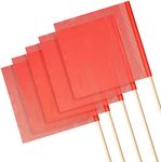 Jecery 12 Packs 18 x 18 Inch Safety Flag Warning Flags Mesh Oversize Load Flags Wide Load Signs with 35.4 Inch Wooden Dowel for Trucks Trailer and Pedestrian Crossings (Orange,Classic)