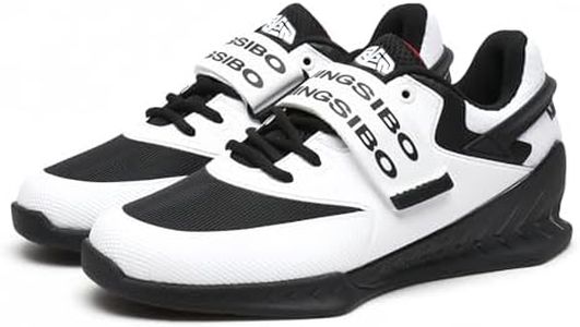 Powerlifting Shoes for Heavy Weightlifting Gym Shoes for Crossfit Lifting Training Footwear Weight Lifting Shoes for Men Squat Shoes Powerlifting with Rubber Non-Slip Sole, White, 9