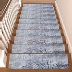 Stair Treads for Wooden Steps Non-Slip Stair Treads Carpet Indoor, 15 pcs 8 * 30 inch, Rubber Backing Repeated Use No Glue Quick-Dry, Machine Washable,Grey Fireworks