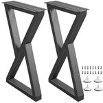 24 Inch Metal Table Desk Legs,Heavy Duty End/SideTable Legs, Industrial Style Home DIY Furniture Legs for Nightstand, Coffee Table with Adjustable Floor Protector, Black (H24” x W13.2”, 2Pcs)