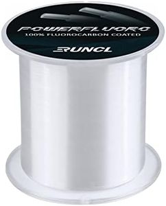 RUNCL PowerFluoro Fishing Line, 100% Fluorocarbon Coated Fishing Line, Hybrid Line - Virtually Invisible, Faster Sinking, Low Stretch, Extra Sensitivity, Abrasion Resistance (300Yds, 5LB(2.3kgs))