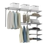 Tangkula 4 to 6 FT Custom Closet Organizer System Kit, Wall-Mounted Storage Organizer with Wire Shelving and Hanging Rods, Adjustable Closet Organizer Kit, Configurations Custom Closet (Grey)
