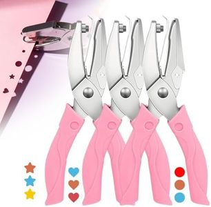Heart and Star Hole Punches, Handhold Hole Paper Punch, 1/4 inch Puncher with Pink Soft Thick Silicone Cover, Punch Metal Hole Paper for Clothing Ticket DIY Tags Scrapbook (Mix)