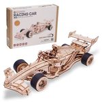 ROBOTIME 3D Wooden Puzzles for Adults, LK505 1:18 Scale Racing Car, Wood Mechanical Model Car Kits to Build, Cool Crafts for Teens & Adults Project Kits Model Building Set