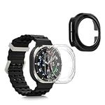 kwmobile Cover Comaptible with Samsung Galaxy Watch Ultra 47mm Covers - 2X Tempered Glass with Plastic Frame - Transparent/Black