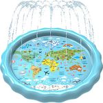 SplashEZ 3-in-1 Splash Pad, Sprinkler for Kids and Wading Pool for Learning – Children’s Sprinkler Pool, 60’’ Inflatable Water Toys – “Around The World” Outdoor Swimming Pool for Babies and Toddlers