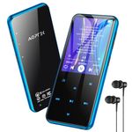 AGPTEK MP3 Player with Bluetooth 5.3, 16GB Internal Memory Expandable up to 128GB, 2.4 Inch Music Player with Speaker and FM Radio, Earphone Included, Blue