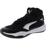 PUMA Playmaker Pro Mid Splatter, Black/White, 9.5