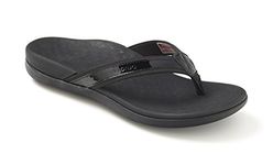 Vionic Women's Tide Flip-Flop, Black Patent Webbing, 8 UK