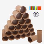 ZMCYN 40 Pack 1.6x3.9 Inch Cardboard Tubes Brown Paper Roll Tubes, Round Paper Tubes for Craft, DIY Arts, Classroom Projects, Come with 100 Sheets Colored Paper and 80 Pieces of Wiggle Eyes