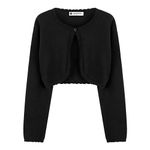 BlackButterfly Girls Long Sleeve Knitted Childrens Kids Bolero Shrug (Black, 7-8 Years)