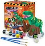 Original Stationery Paint Your Own Dinosaur Money Bank, Awesome Craft Kit with 13 Paint Colors, Roarsome Crafts for Kids and Fun Birthday Gift Idea