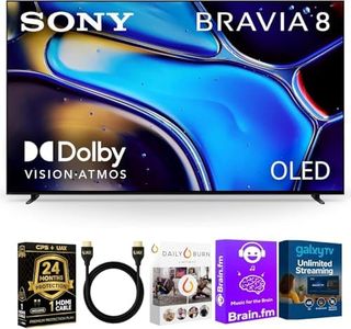 Sony 55-Inch BRAVIA 8 OLED 4K HDR Google TV Bundle – XR OLED Contrast, Dolby Vision, 120Hz, Acoustic Surface Audio+, HDMI 2.1 w/ 24-Month CPS Protection Plan, UAX HDMI Cable, Streaming Bundle