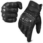 Oro Biker Leather Motorbike Gloves Mens, Carbon Knuckle Motorcycle Gloves Touchscreen Compatible, Extra Grip Powersports Motorbike Gloves Road Racing Riding Gloves (Black, M)