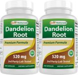 Best Naturals Dandelion Root 520 mg 250 Capsules (250 Count (Pack of 2))