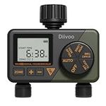 Diivoo Water Timer for Irrigation, Digital Sprinkler Timer 2 Outlets, Automatic Hose Tap Timer, Garden Watering Systems Controller With Rain Delay/Auto&Manual Mode for Lawn