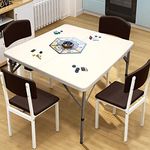 CAMP SOLUTIONS 33.86" Square Folding Table, Fold in Half Plastic Folding Table, Folding Card Table White.