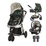 Cosatto Giggle 2 in 1 Travel System, Pram, Pushchair & Bay Car Seat - Birth to 18kg, Lightweight Compact Fold, Coverts from Pram to Pushchair & Free Raincover (Birdland)