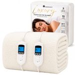 Homefront Electric Blanket King Size Bed Dual Control 152x203x40cm, Fleece Fitted Heated Mattress Cover Underblanket with Skirt, Overheat Protection, Body and Feet, Fast Heat, Machine Washable