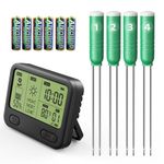 VINGNUT Soil Moisture Meter for Plants, Soil Temperature/Humidity/Sunlight/Time/4-in-1 Moisture Meter Plants for Gardening, Lawn, Potted Plants, Watering Indicator (1 Display + 4 Sensor)