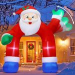 COMIN 11.8 FT Christmas Inflatable Santa Claus Arch Shakable Hand Blow Up Inflatables with Built-in LEDs for Xmas Indoor Outdoor Yard Lawn Garden Decorations