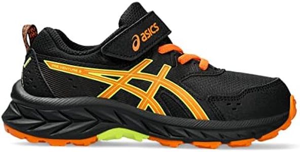 ASICS Kid's PRE Venture 9 Pre-School Running Shoes, 1, Black/Bright Orange