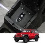 Center Console Gun Safe for Car, WASAI Premium Console Gun Vault Lockbox Compatible with 2018-2022 Jeep Wrangler JL and Jeep Gladiator with Heavy Gauge Plate Steel, Fingerprint Lock with backup key.