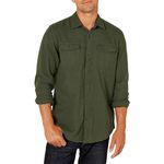 Amazon Essentials Men's Regular-Fit Long-Sleeve Two-Pocket Flannel Shirt, Olive Heather, XXL