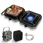 2 Burner Propane Camping Stove with Grill, 17000 BTU Portable Foldable Camp Stove with Steel Braided Hose and Carrying Bag, Adjustable Burners, Suitable for Backyard BBQs Camping and Outdoor Cooking