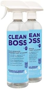 CleanBoss Botanical Disinfectant - 24 oz (Pack of 2) - Multi-Surface Cleaner - Kills 99.9% of Germs + Cold & Flu Viruses - Fresh Thyme Scent - No Rinse on Food Contact Surfaces - Pet Friendly