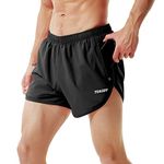 TENJOY Men's Running Shorts Gym Athletic Workout Shorts for Men 3 inch Sports Shorts with Zipper Pocket Black