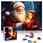 500 Pieces Christmas Puzzles for Adults and Kids, Santa Claus and Children Jigsaw Puzzles Warm Gift for Boys Girls Women Men Family Friends